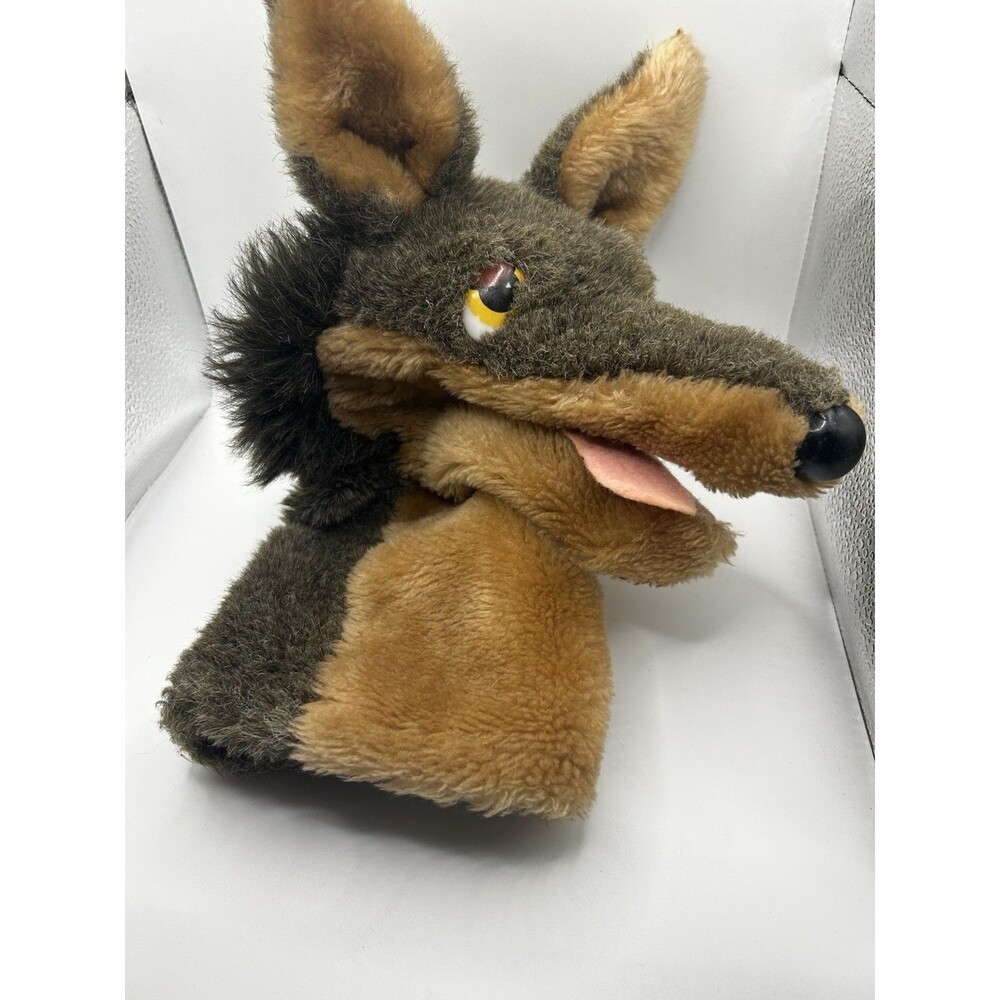 Vintage 1983 Dakin Big Bad Wolf w/Tongue Plush Hand Puppet Toy Plastic Eyes 14"